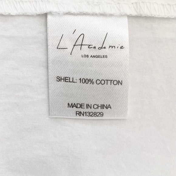 L'Academie X Revolve Off Shoulder Ruffled Button Up Shirt Cutout Tie Back White - Picture 10 of 11